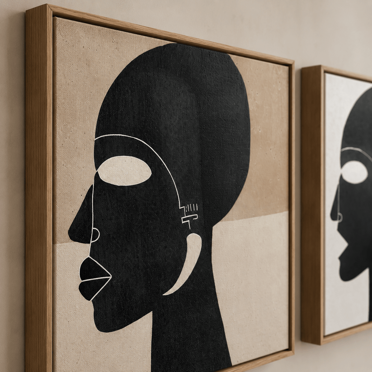 Large Canvas Wall Art Set of 2 - Silent Muse Diptych