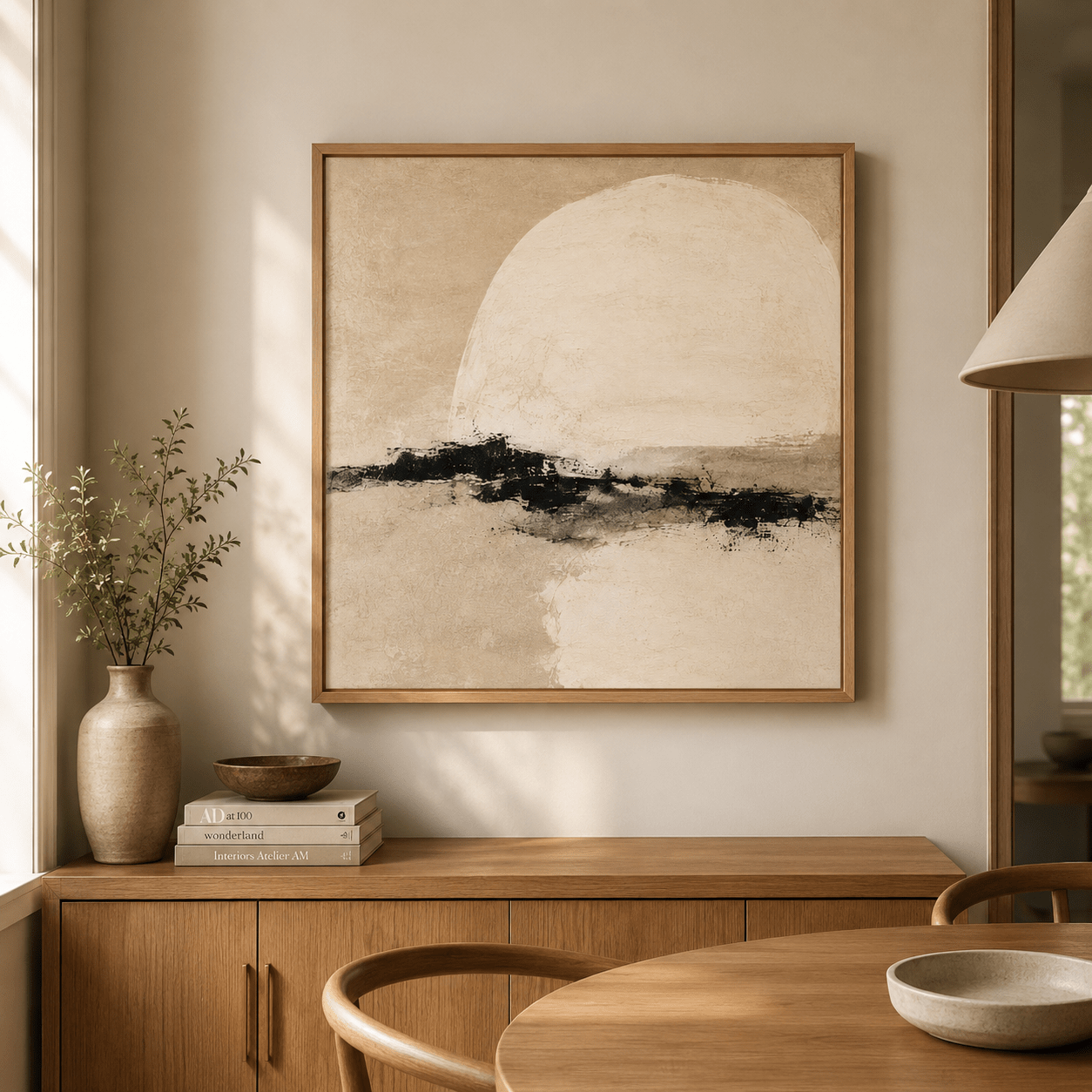 Neutral Abstract Wall Art Canvas Print — Pale Moon by Rossetti Art