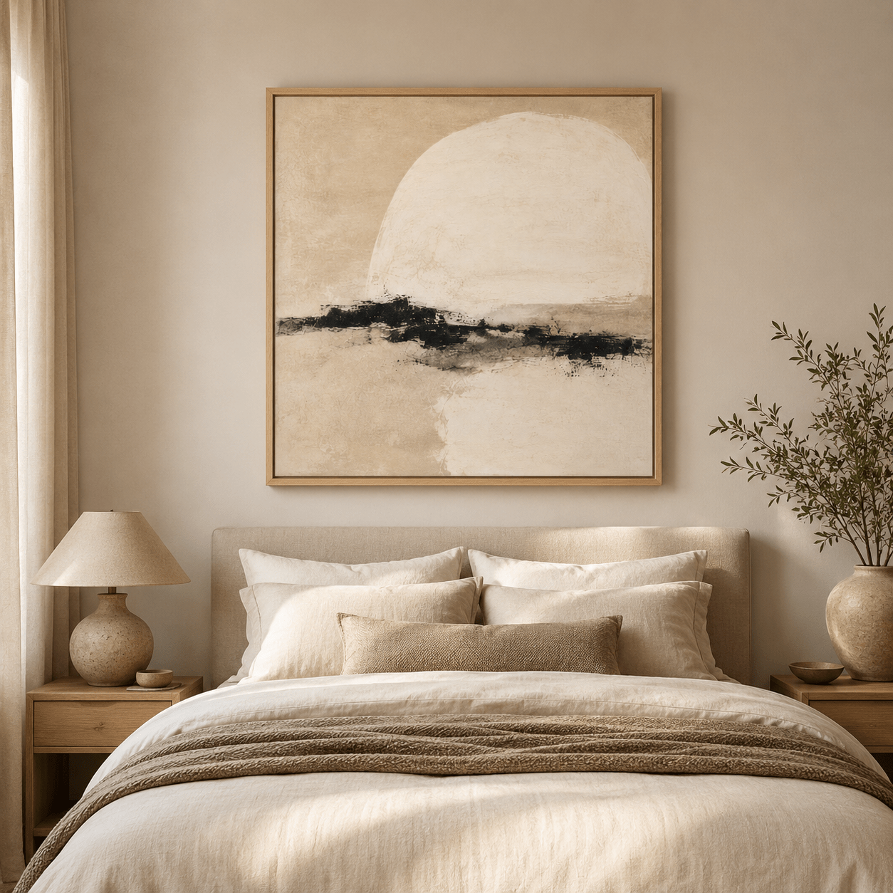 Neutral Abstract Wall Art Canvas Print — Pale Moon by Rossetti Art