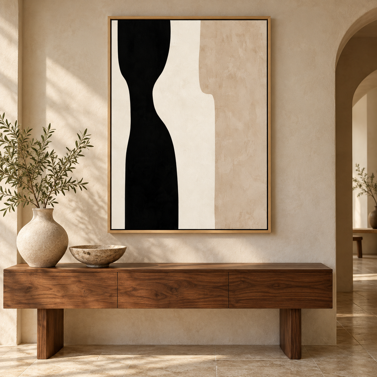 Large Neutral Wall Art – Quiet Hourglass by Rossetti Art