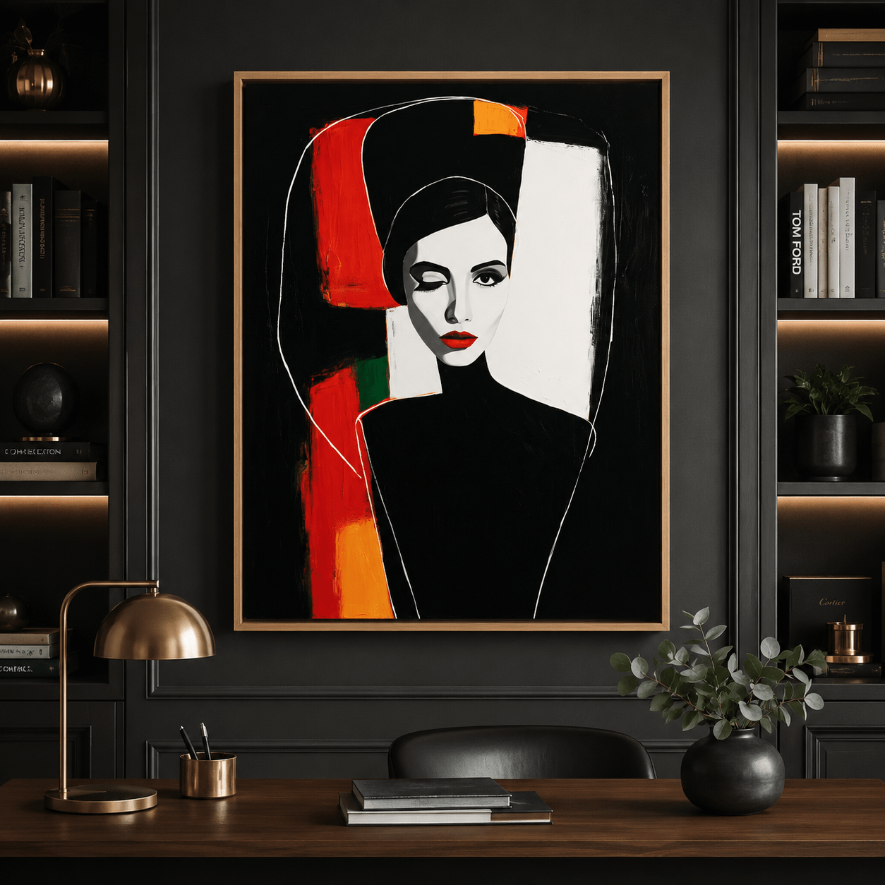 Large Portrait Wall Art Canvas Print — Scarlet Noir by Rossetti Art