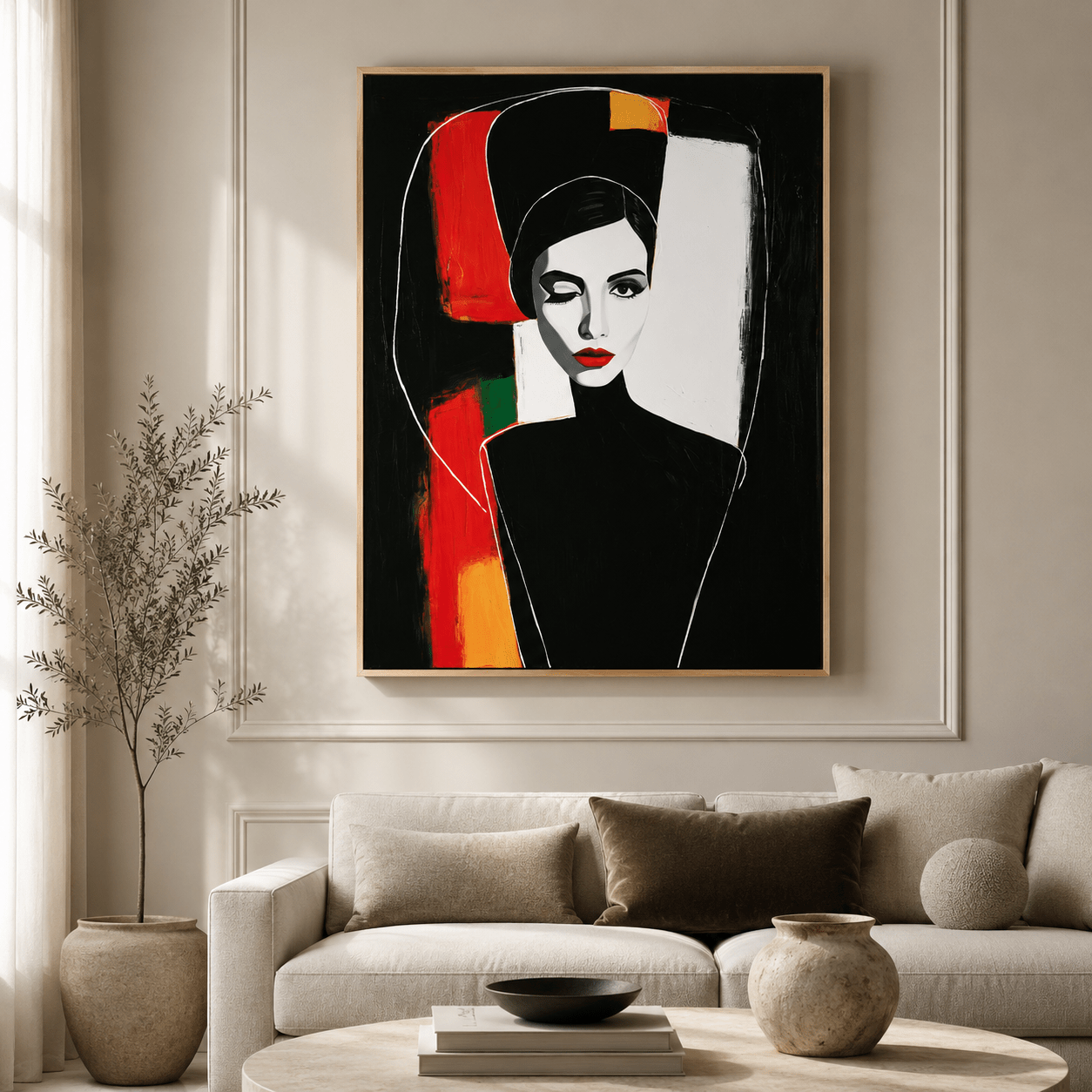 Large Portrait Wall Art Canvas Print — Scarlet Noir by Rossetti Art
