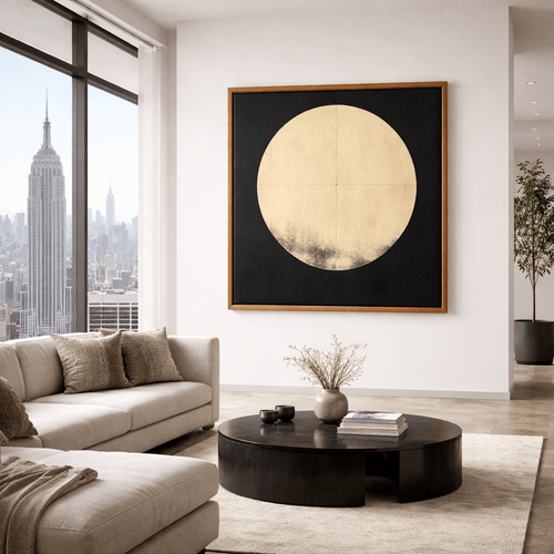 Lunar Silence – Minimalist Abstract Painting by Chiara Rossetti | modern abstract canvas wall art by Rossetti Art – luxury interior design artwork for living room, bedroom, office – original minimalist original painting square abstract wall art