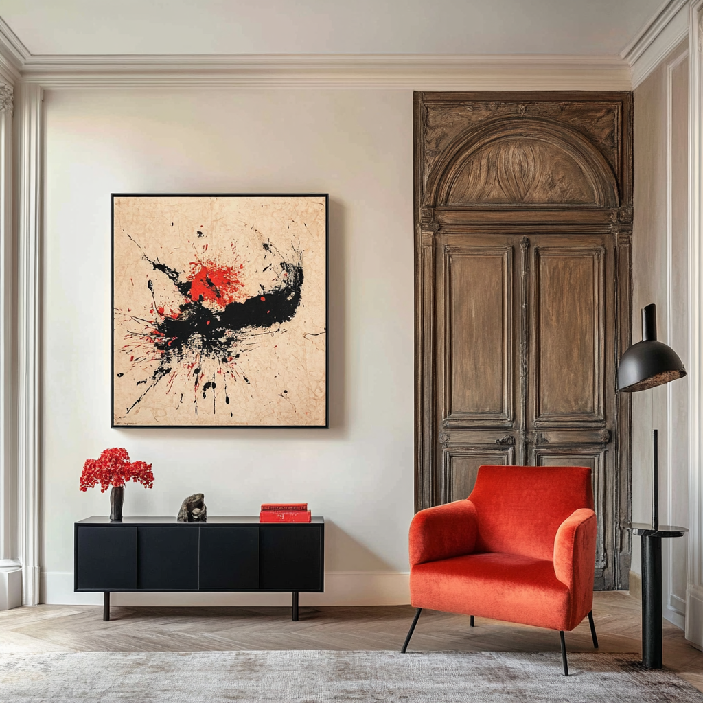 Original Painting : Red Motion - Red and Black Modern Wall Art on Canvas - Chiara Rossetti