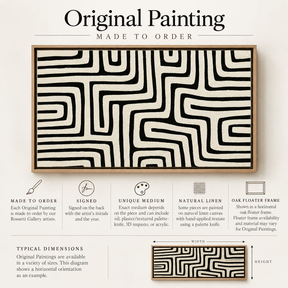Maze Wall Art – Labyrinth Line by Rossetti Art – size guide