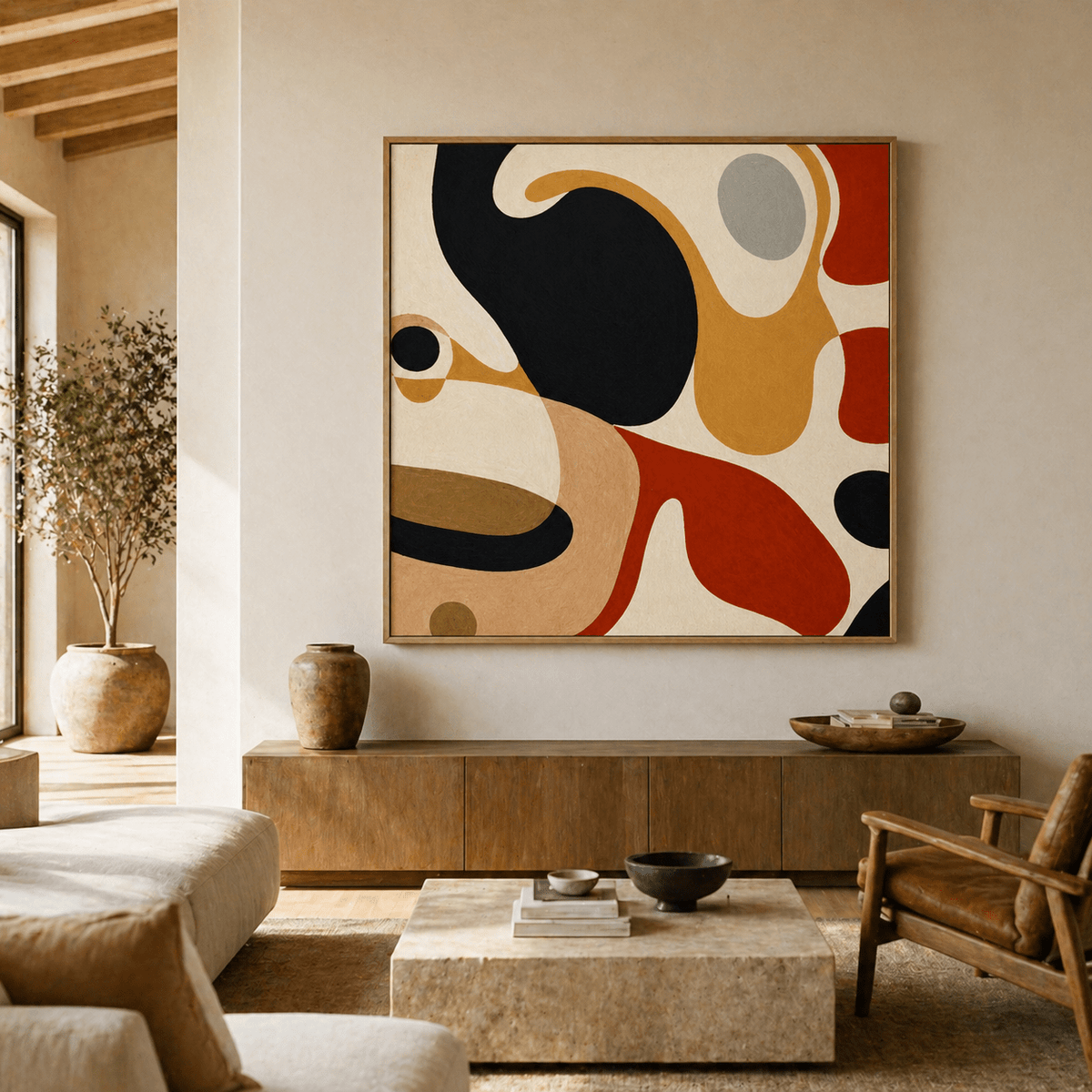 Mid Century Modern Wall Art Canvas — Free Forms by Rossetti Art