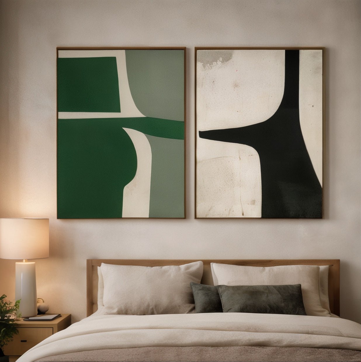 Minimalist Abstract Painting on Canvas Set of 2