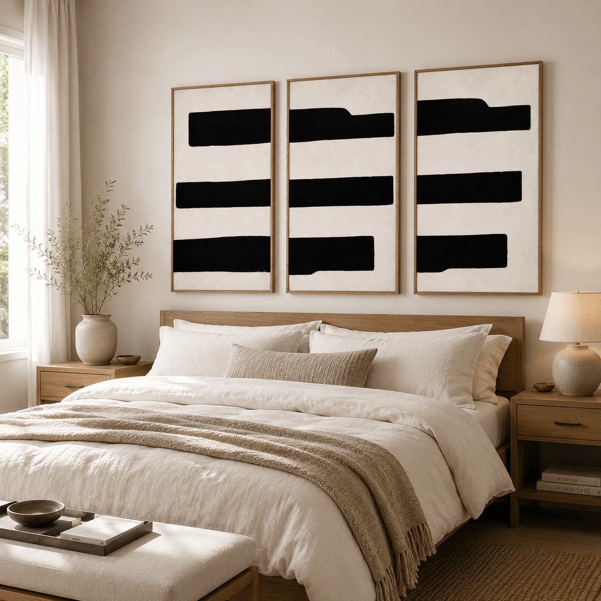 Minimalist Abstract Painting Original — Still Strata Set of 3 by Rossetti Art modern abstract canvas wall art by Rossetti Art – luxury interior design artwork for living room, bedroom, office – Bedroom Original Paintings Living Room Original Paintings Original Black & White