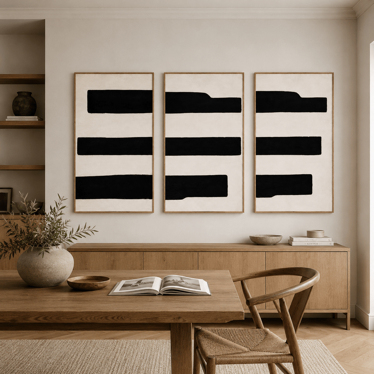 Minimalist Abstract Painting Original — Still Strata Set of 3 by Rossetti Art modern abstract canvas wall art by Rossetti Art – luxury interior design artwork for living room, bedroom, office – Bedroom Original Paintings Living Room Original Paintings Original Black & White