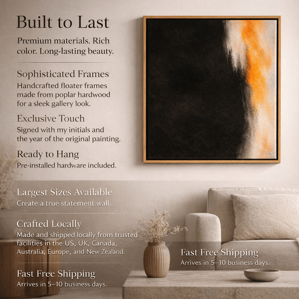 Minimalist Black Orange Canvas Print | Ember Veil by Rossetti Art