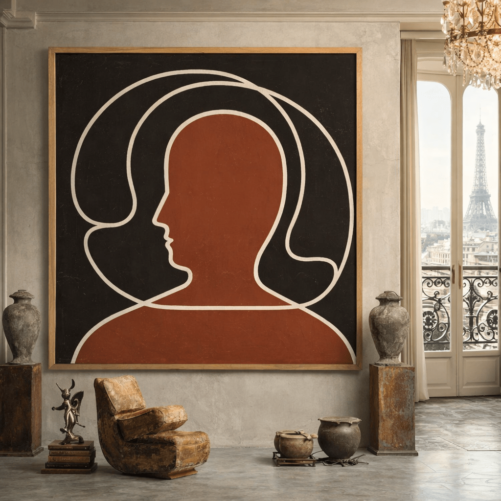 Minimalist Face Line Art Canvas Print – Ember Silhouette by Rossetti Art