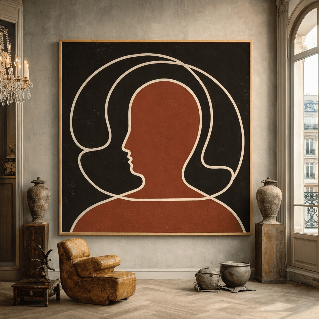 Minimalist Face Line Art Canvas Print – Ember Silhouette by Rossetti Art