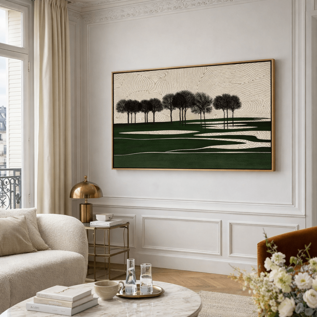 Minimalist Tree Landscape Canvas Wall Art – Silent Grove Horizon | Rossetti Art