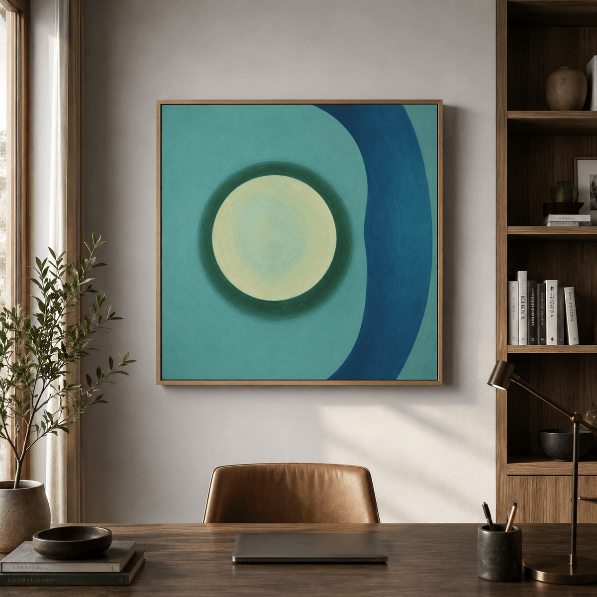 Minimalist Wall Art Canvas Print — Teal Orbit by Rossetti Art