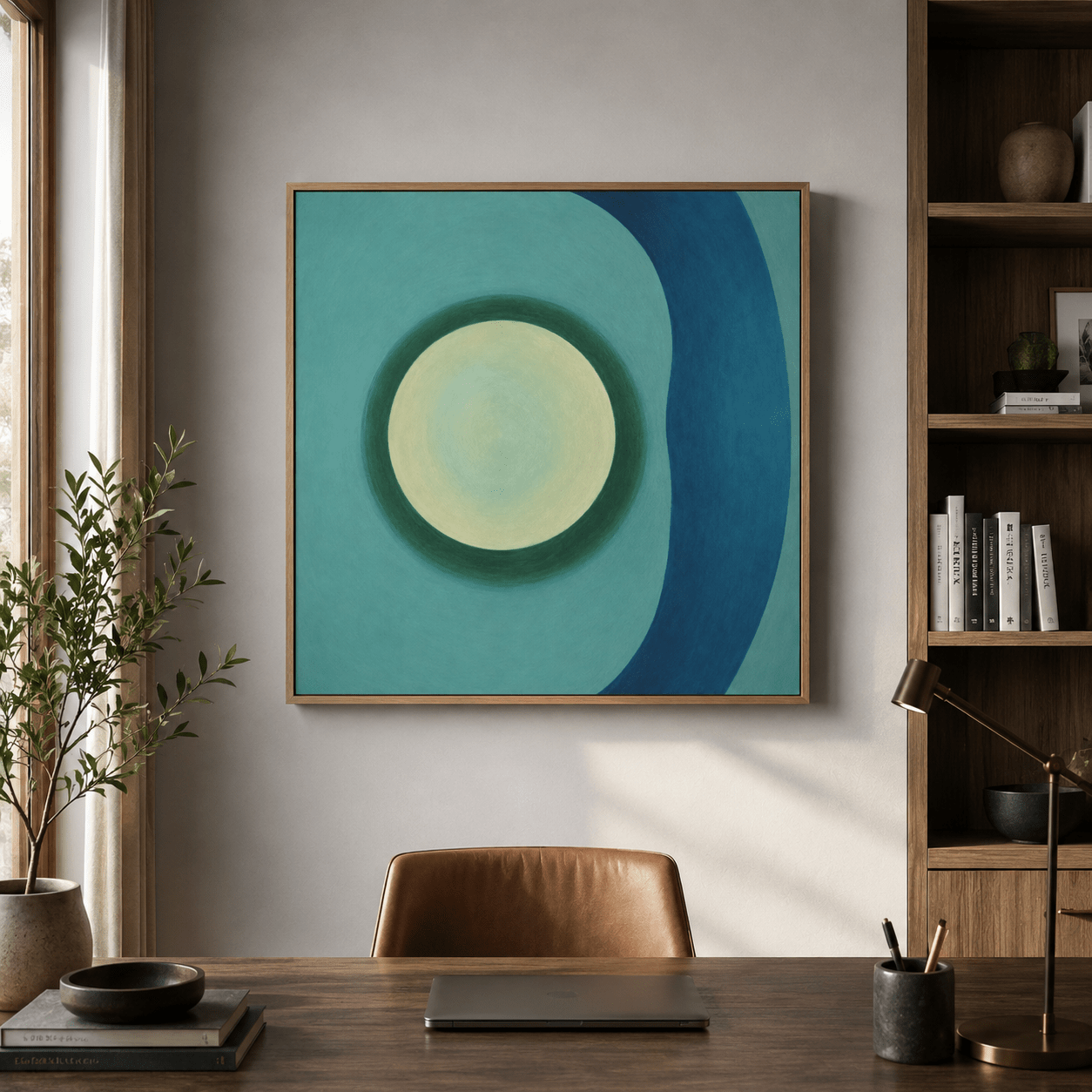 Minimalist Wall Art Canvas Print — Teal Orbit by Rossetti Art