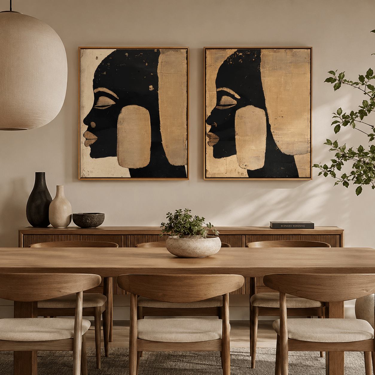 Modern Black Woman Wall Art Set of 2 - African Silhouette