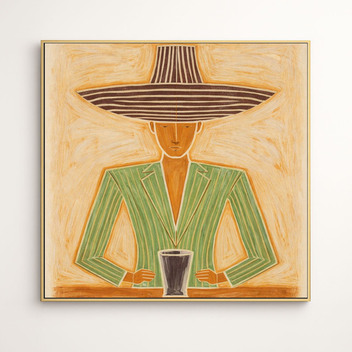 Modern Cowboy Hat Canvas Print Framed – Minimalist Western Wall Art for Living Room, Southwestern Neutral Decor | Rossetti Art modern abstract canvas wall art by Rossetti Art – luxury interior design artwork for living room, bedroom, office – canvas print art Chiara Rossetti figurative