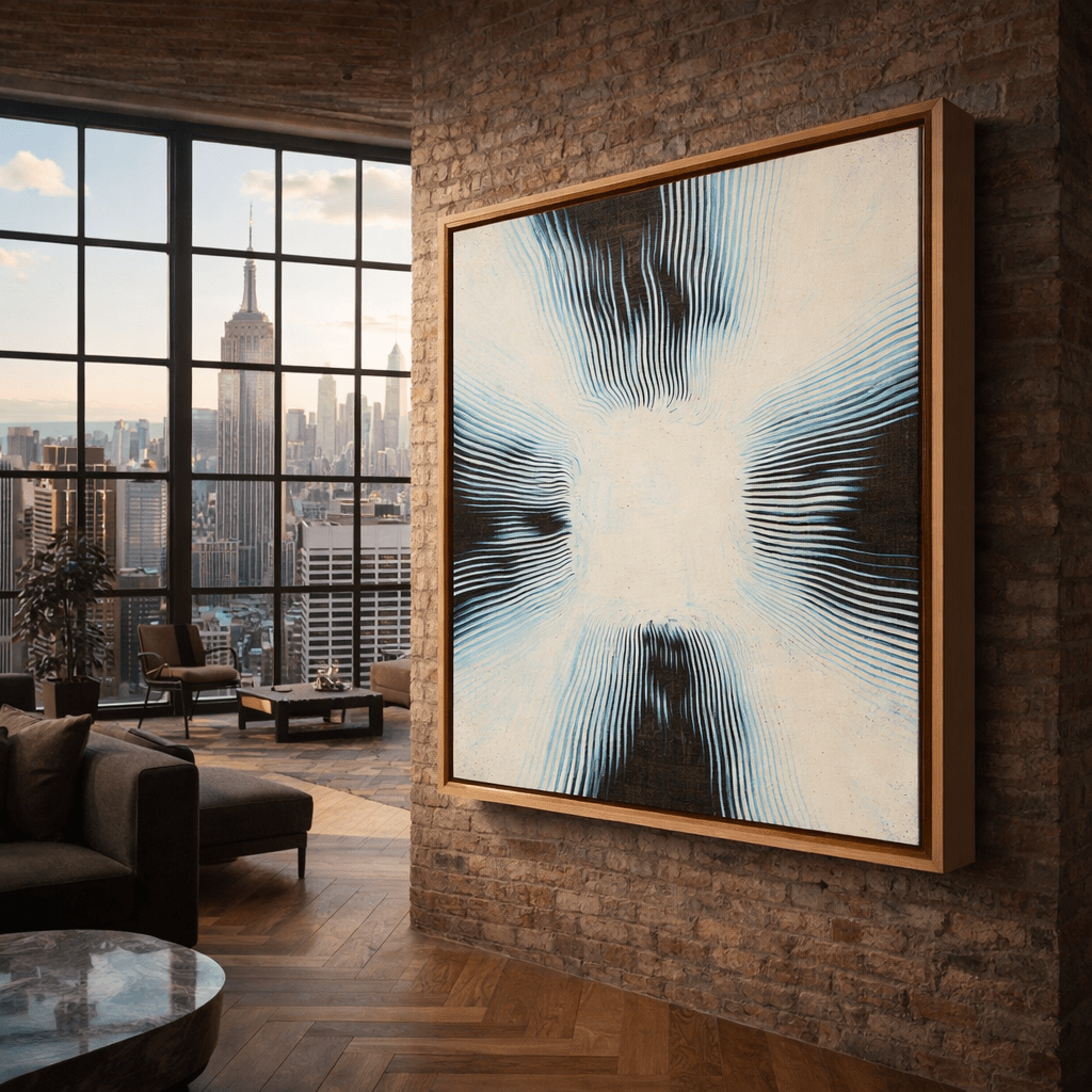 Modern Geometric Blue Wall Art Canvas Print – Ionic Radiance by Rossetti Art