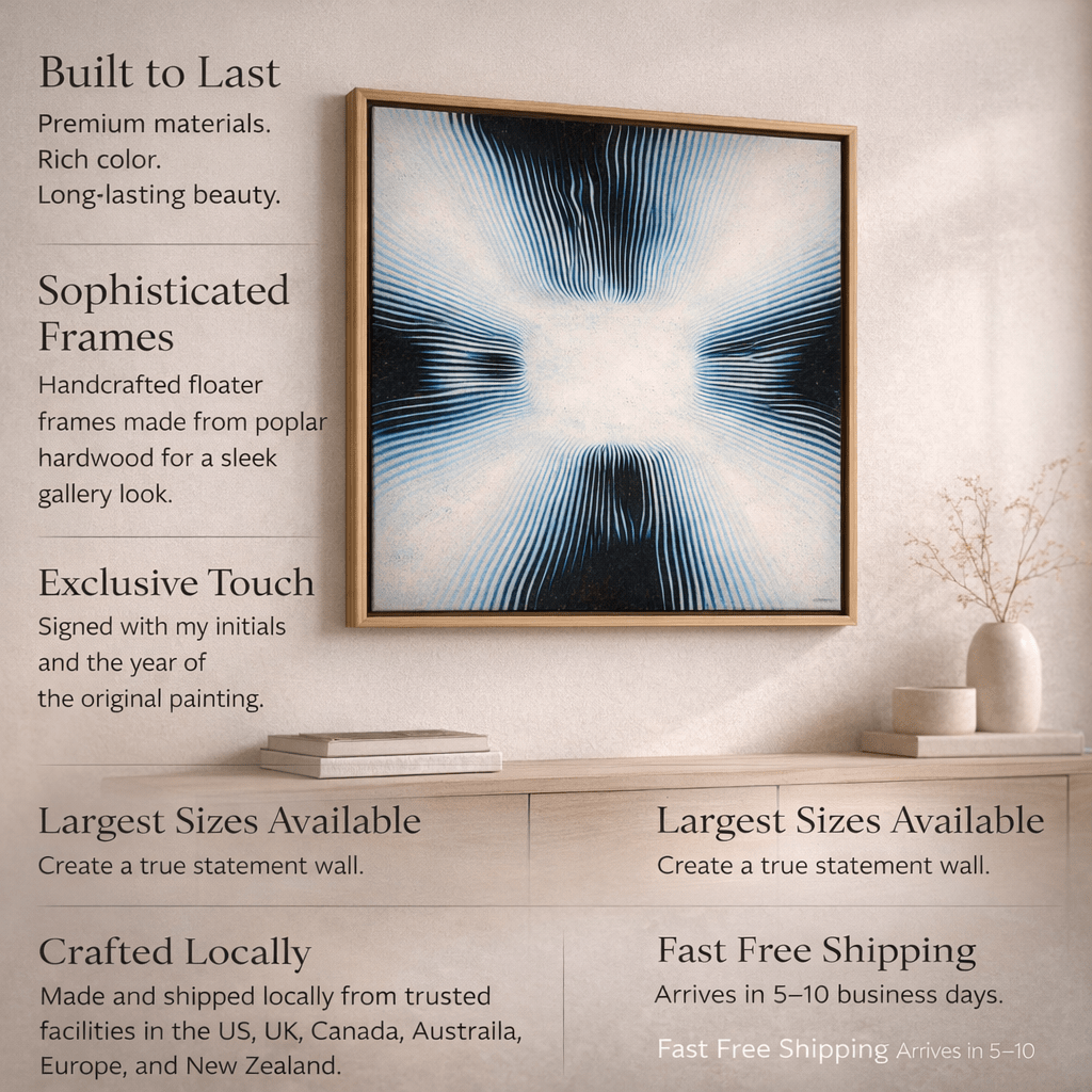 Modern Geometric Blue Wall Art Canvas Print – Ionic Radiance by Rossetti Art