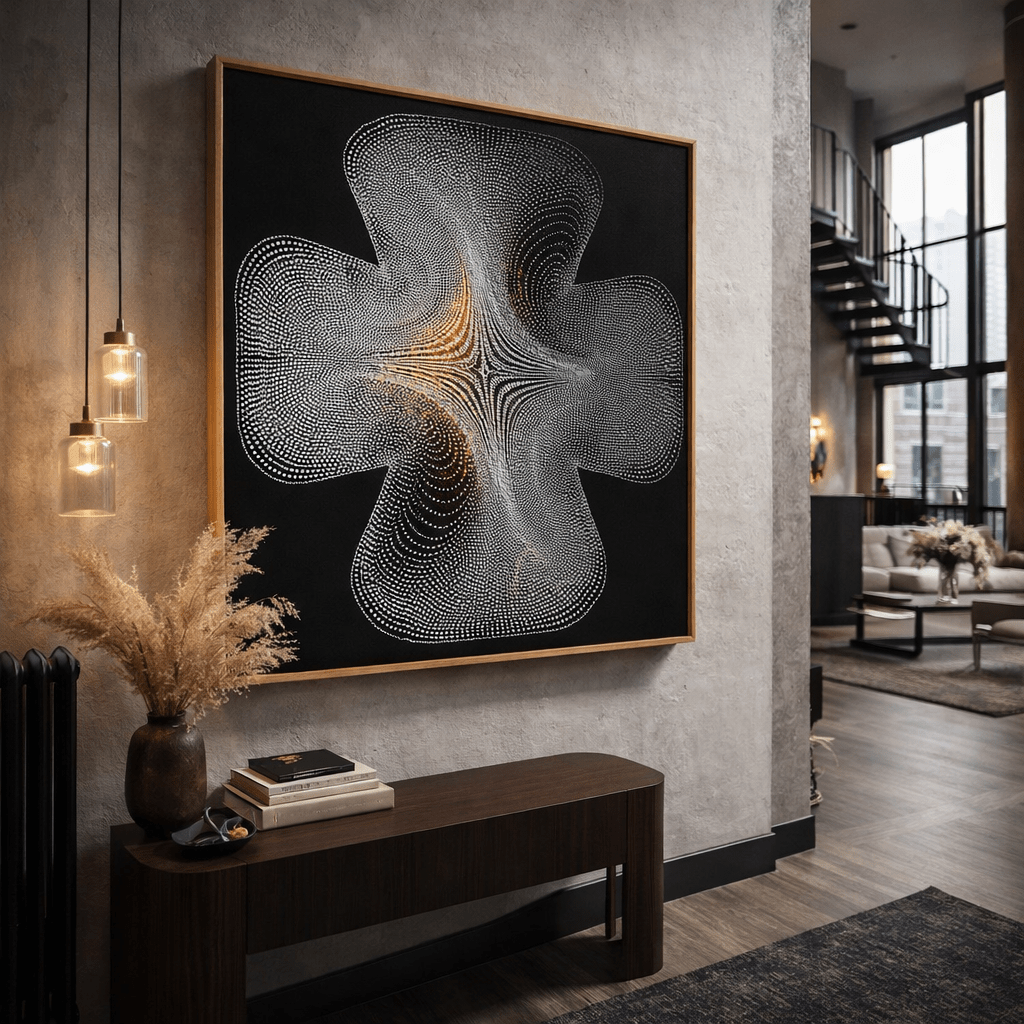 Monochrome Geometric Canvas Print - Solar Convergence | Rossetti Art