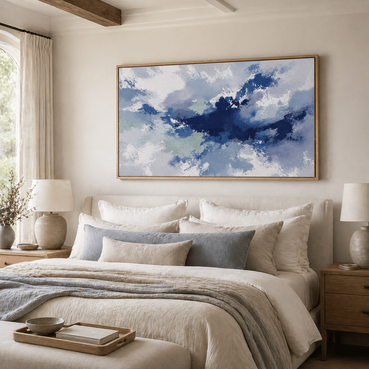 Navy Blue Abstract Canvas Print — Cobalt Drift by Rossetti Art