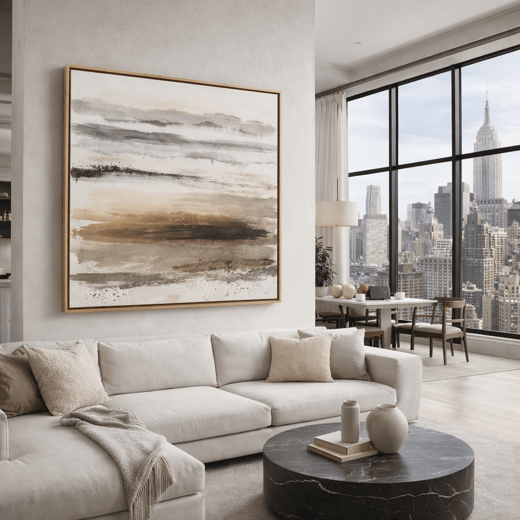 Neutral abstract canvas art