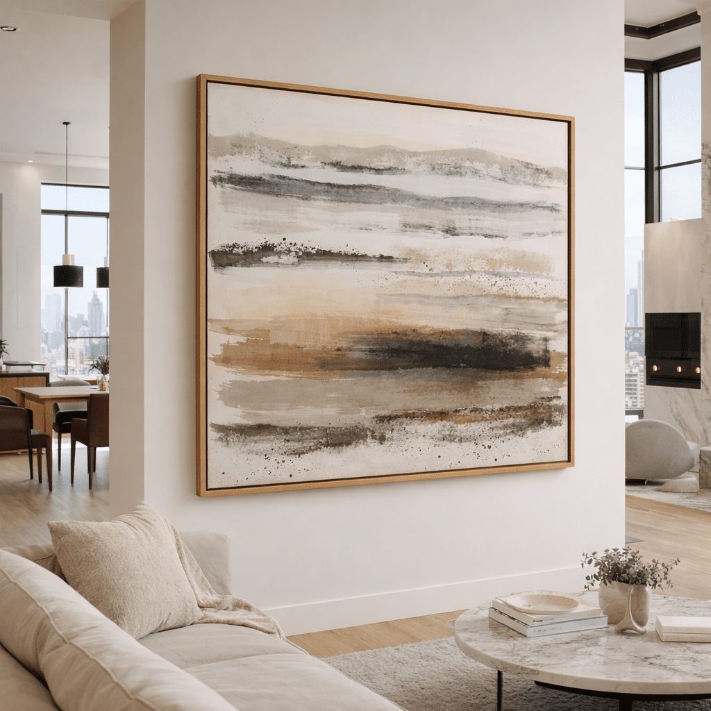 Neutral abstract canvas art