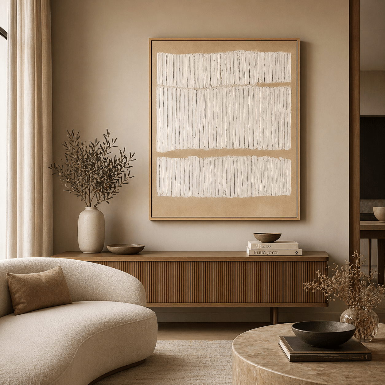 Neutral Abstract Painting — Desert Lines by Rossetti Art