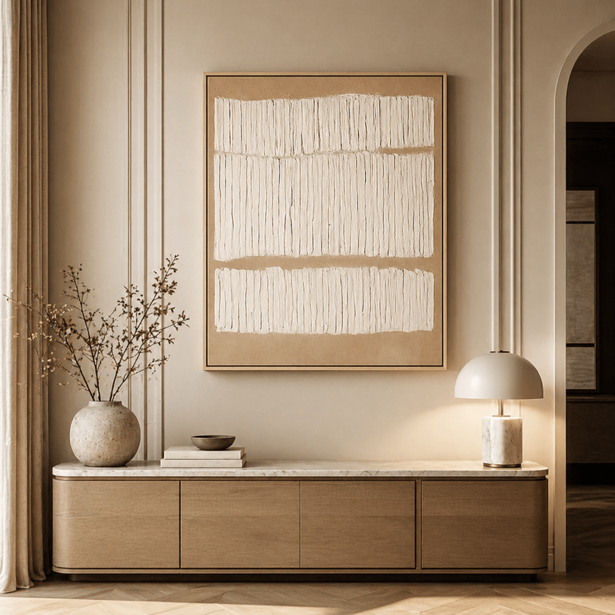 Neutral Abstract Painting — Desert Lines by Rossetti Art