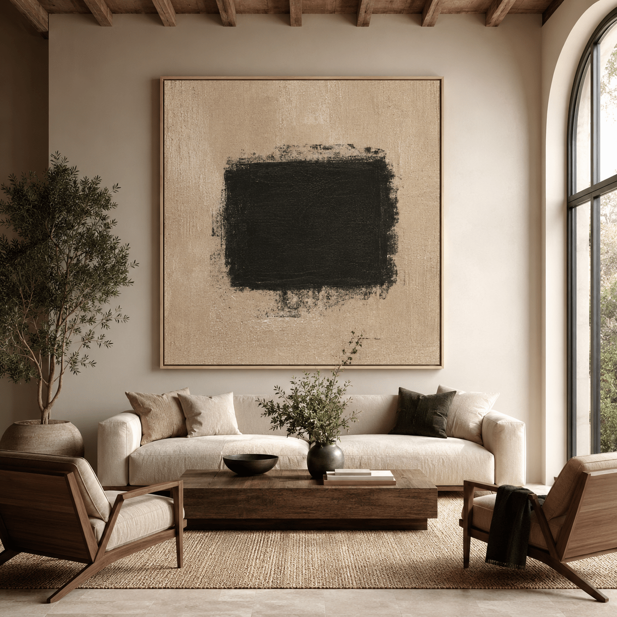 Neutral Abstract Wall Art Canvas — Ground by Rossetti Art