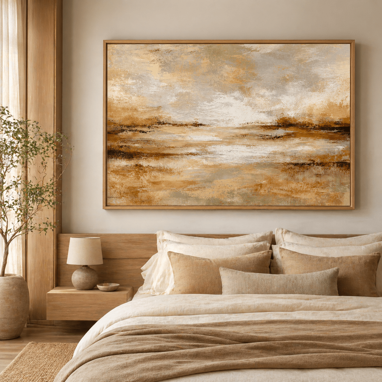 Neutral Abstract Wall Art Canvas Print — Open Plains by Rossetti Art