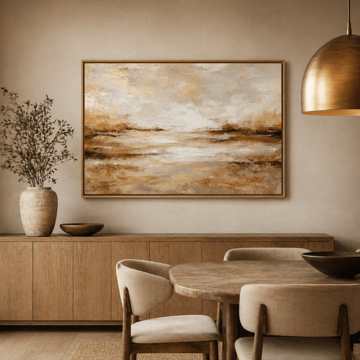 Neutral Abstract Wall Art Canvas Print — Open Plains by Rossetti Art