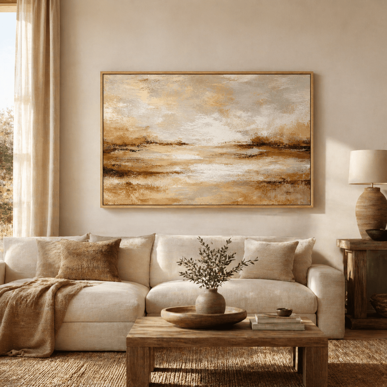 Neutral Abstract Wall Art Canvas Print — Open Plains by Rossetti Art