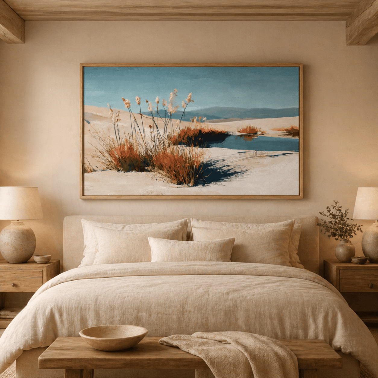 Neutral Landscape Wall Art Canvas Print — Dune Oasis by Rossetti Art