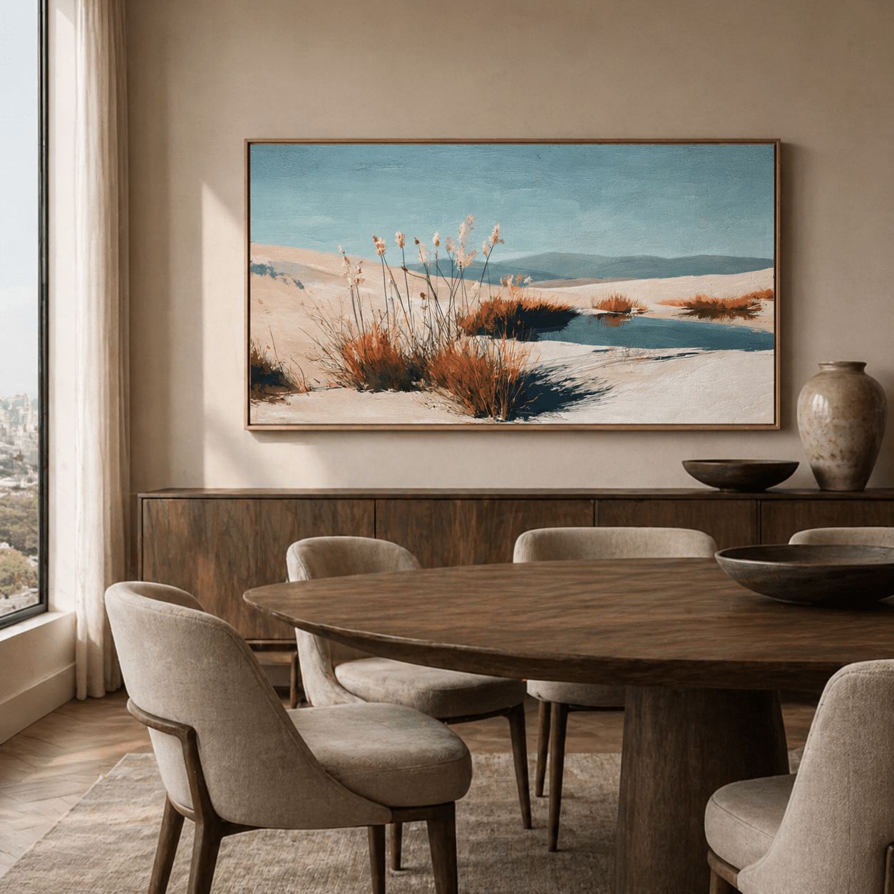 Neutral Landscape Wall Art Canvas Print — Dune Oasis by Rossetti Art