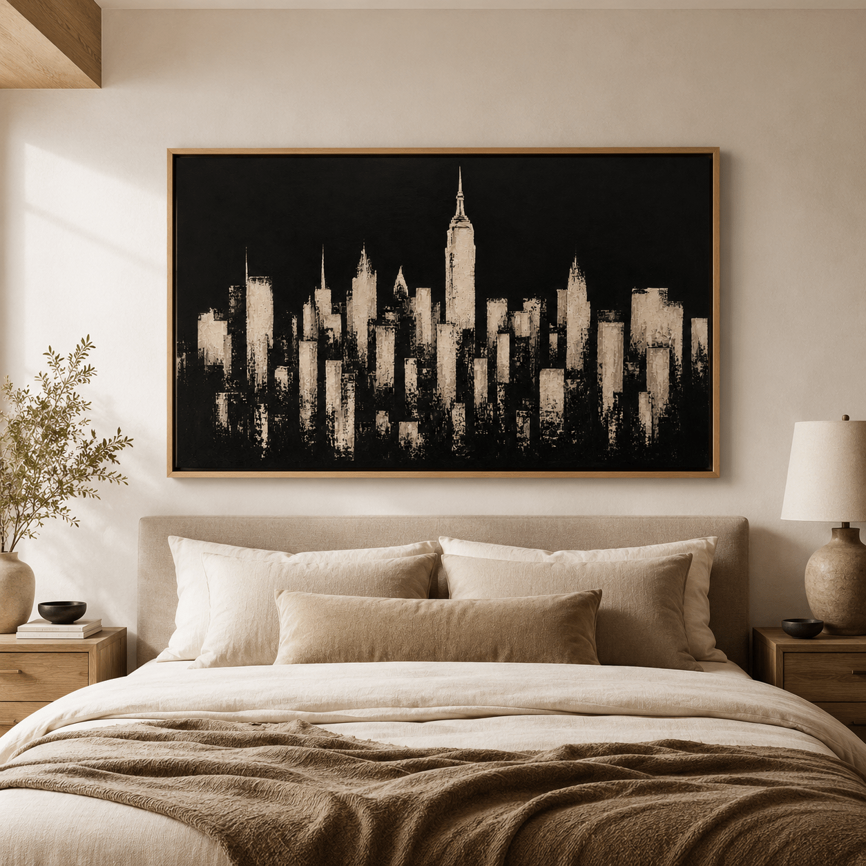New York Skyline Black and White Canvas Print — Manhattan Noir by Rossetti Art