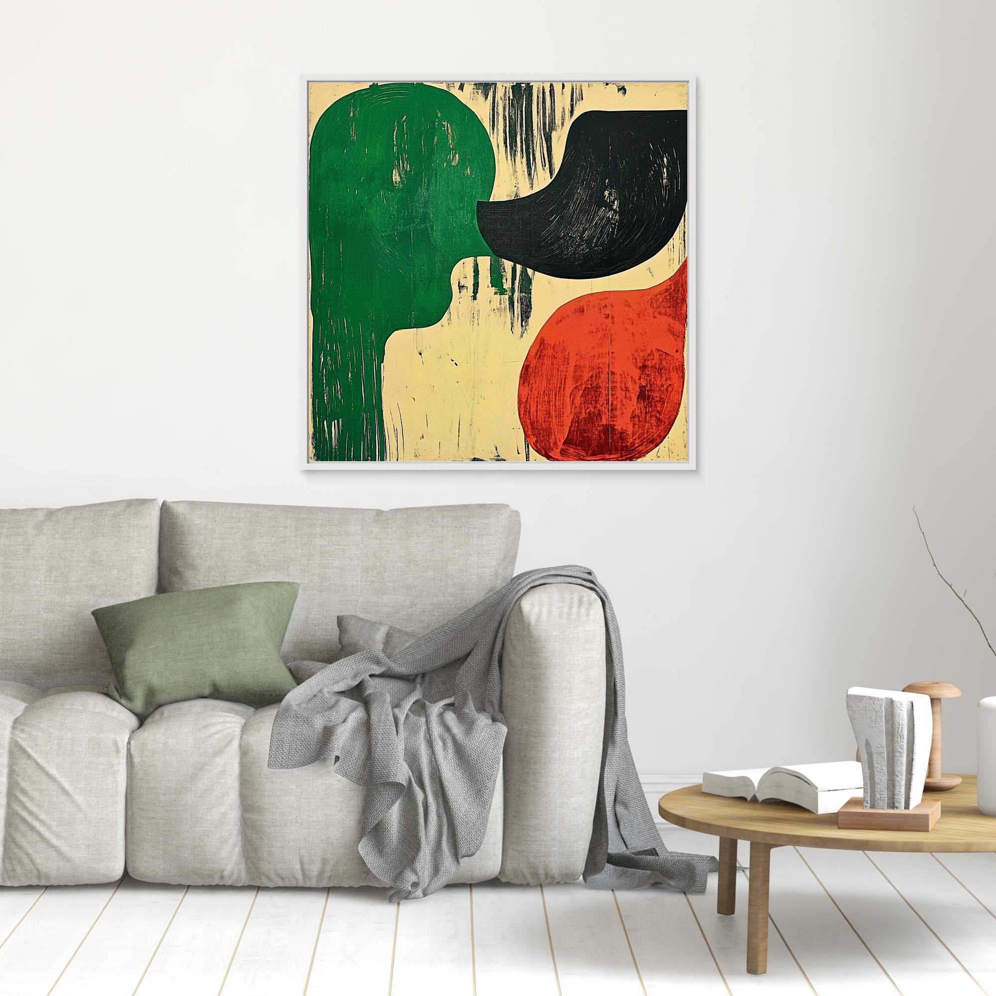 Canvas Print : Abstract Harmony – Green, Black, and Red Canvas Art