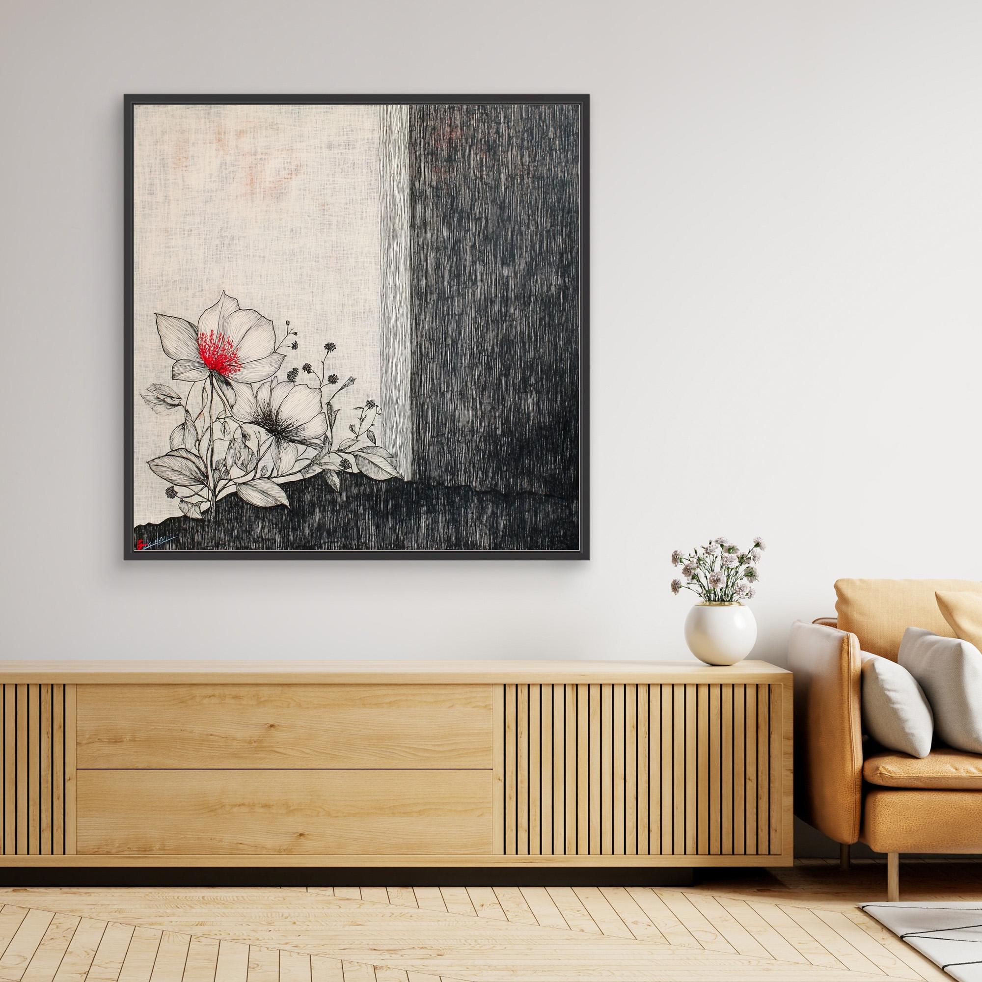 Canvas Print : Floral Serenity - floral Line Art Wall Art