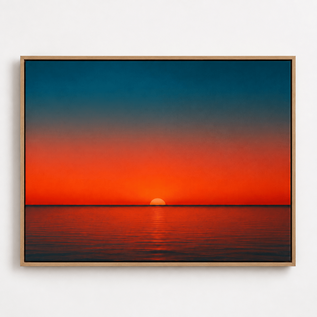 Sunset wall art canvas print corner detail showing frame finish – Last Light by Rossetti Art
