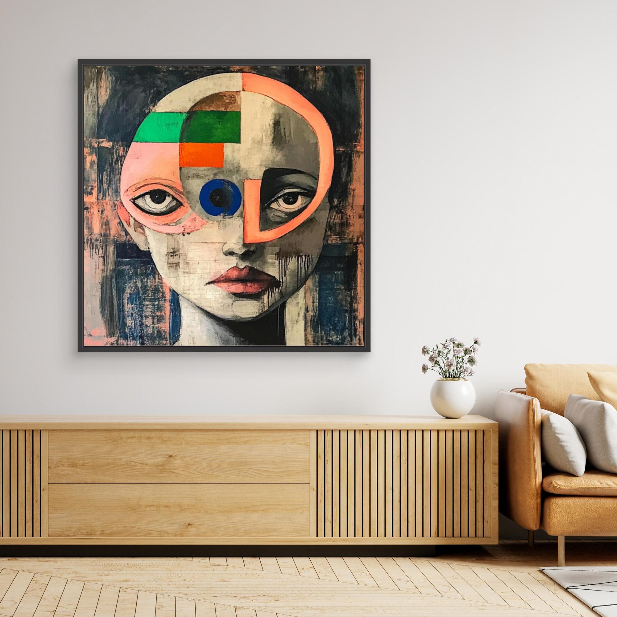 Canvas Print : Fragmented Vision - Modern Surreal Face Art Print – Colorful Abstract Wall Decor