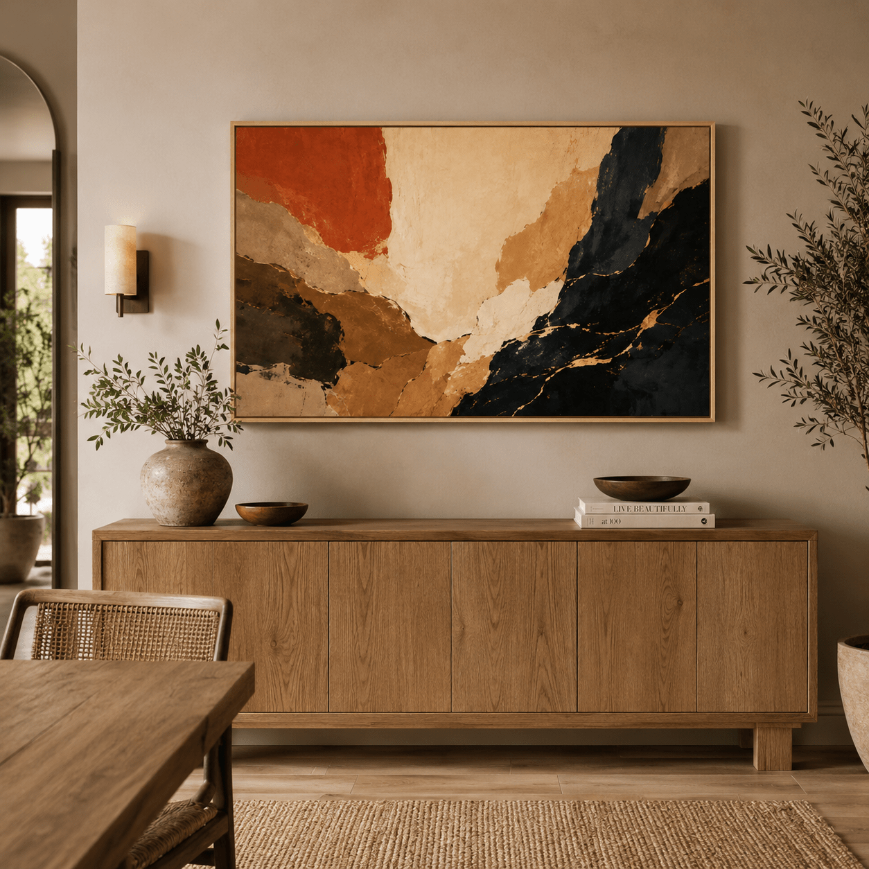 Original Abstract Painting for Sale — Kintsugi Drift by Rossetti Art