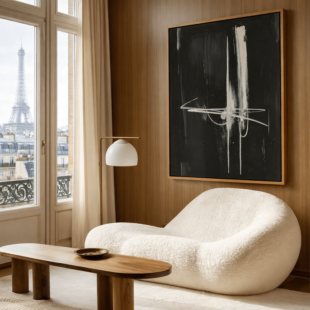 Original Black and White Abstract Painting | Midnight Signal by Rossetti Art