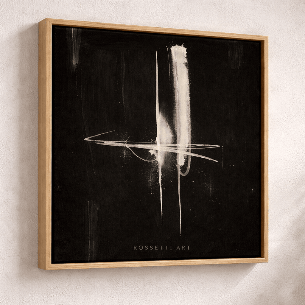 Original Black and White Abstract Painting | Midnight Signal by Rossetti Art