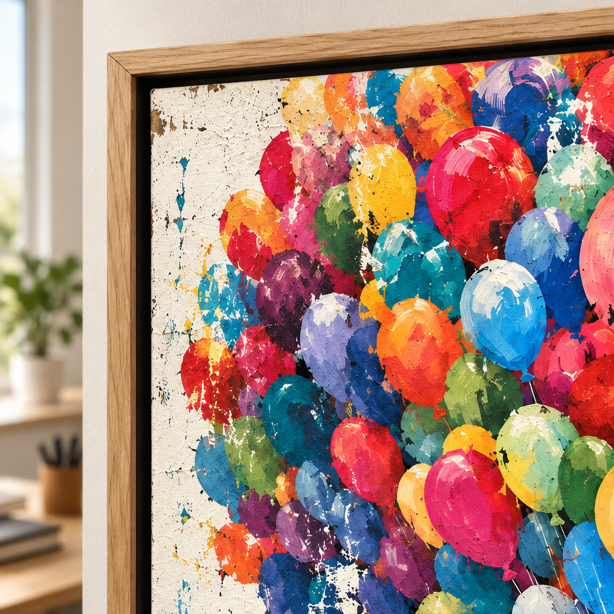 Balloon Painting Original – Homeward Drift corner close-up by Rossetti Art