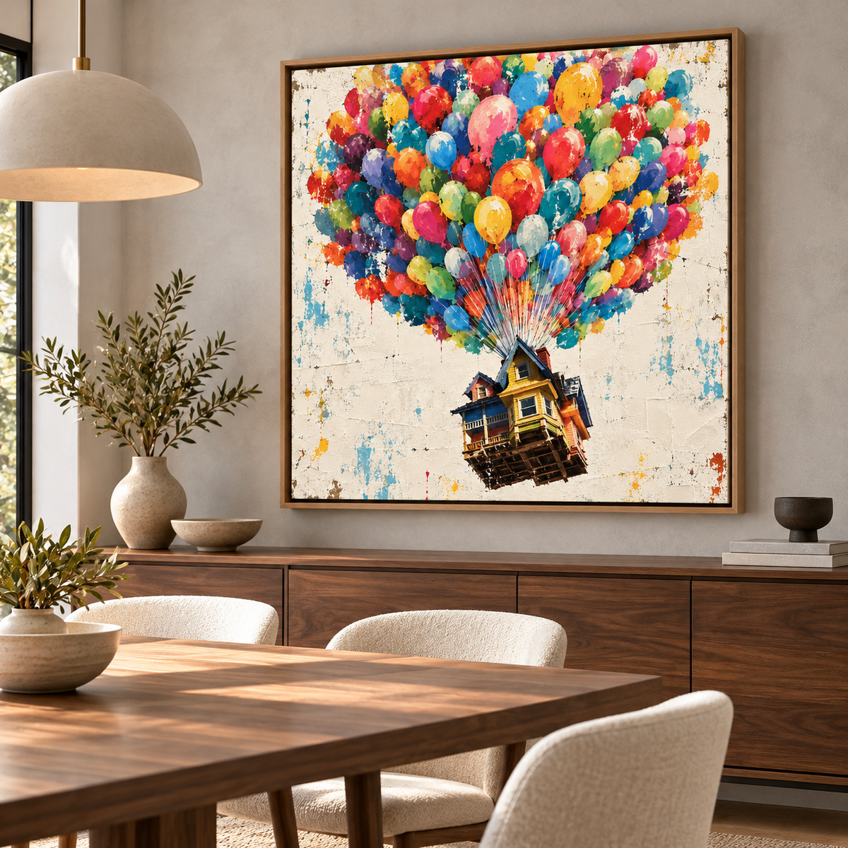 Balloon Painting Original – Homeward Drift in a dining room by Rossetti Art