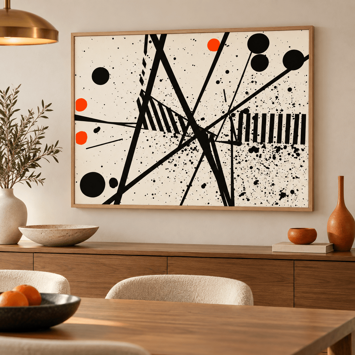 Black and White Abstract Painting – Signal Storm by Rossetti Art