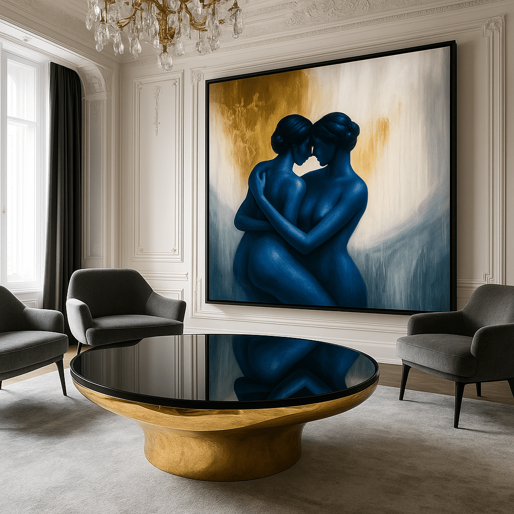 Original Painting : “Blue Embrace” - Figurative Abstract Painting - Chiara Rossetti