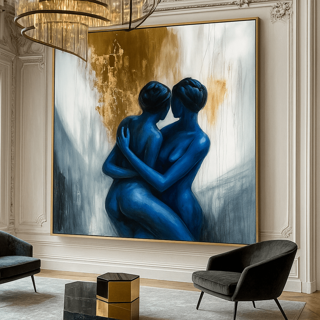 Original Painting : “Blue Embrace” - Figurative Abstract Painting - Chiara Rossetti