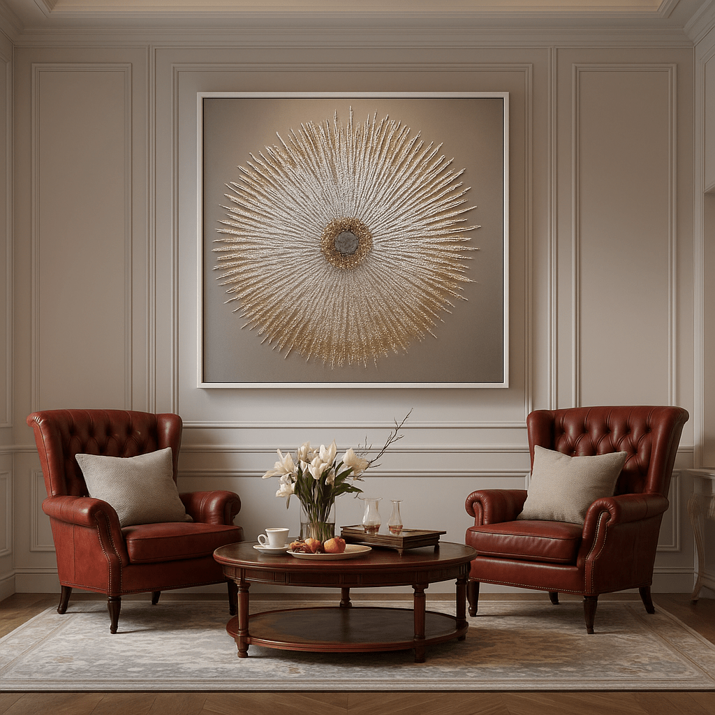 Original Painting : Celestial Bloom – Textured Gold Sunburst Painting - Chiara Rossetti