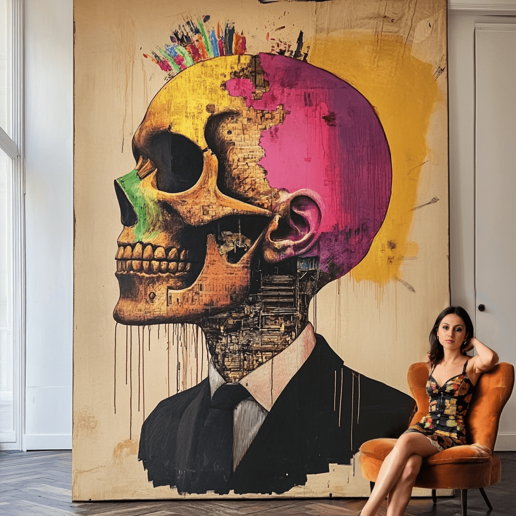 Original Painting : Colorful Mind Handmade Skull Painting - Chiara Rossetti